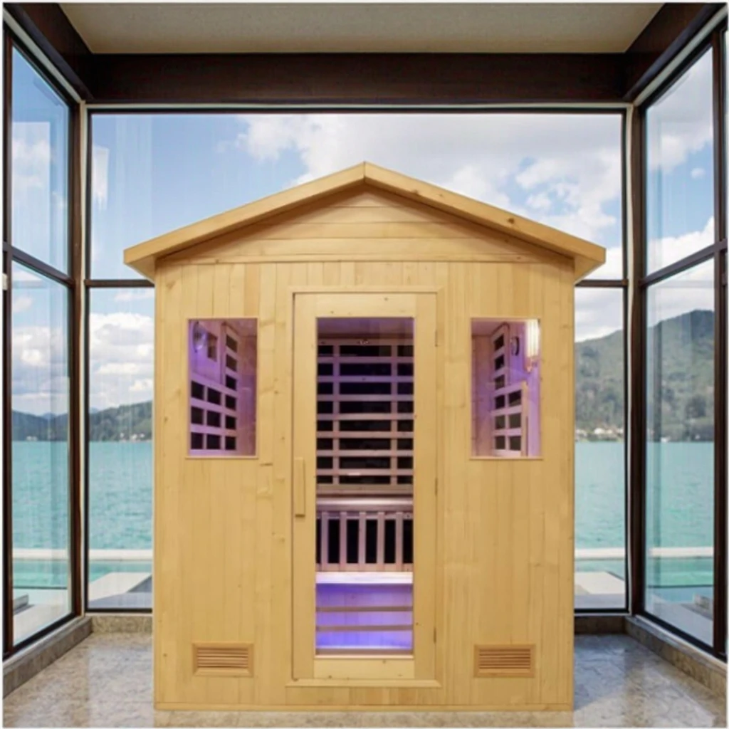 

STLFOutdoor Traditional Far Infrared and Carbon Plate Mixed Heating Sauna Room for Holiday Villa Area