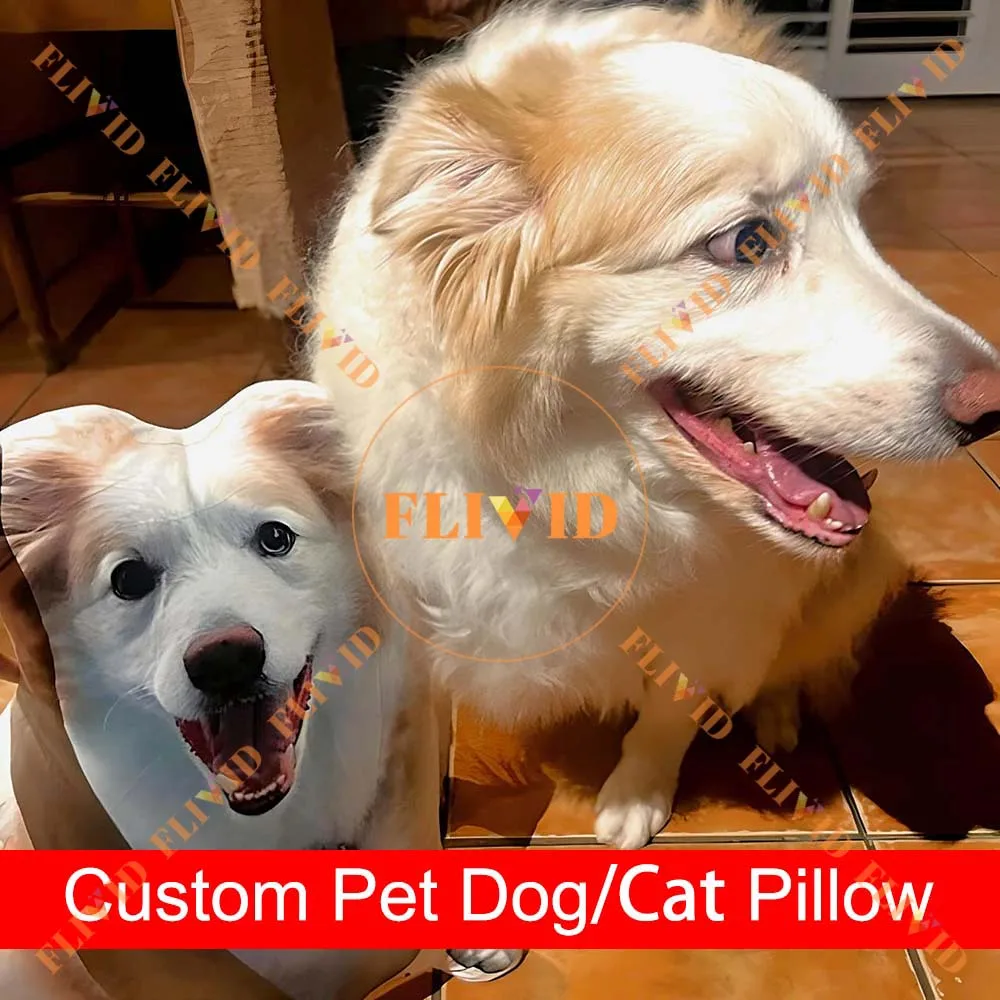 

Custom 3D Pet Dog Pillow from Photo,Personalized Animals Cat Shaped Throw Pillow,Double Printed Pet Pillow, Pet Memorial Gift