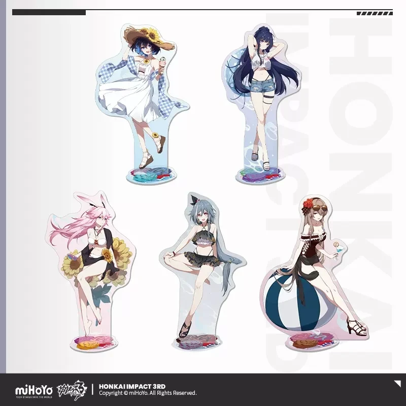 3D Game Honkai Impact 3 Cosplay Standbeeld Zomer Cruise Accessoires Anime Badmode Stand Bronya Kiana Acryl Cijfers Ornamenten