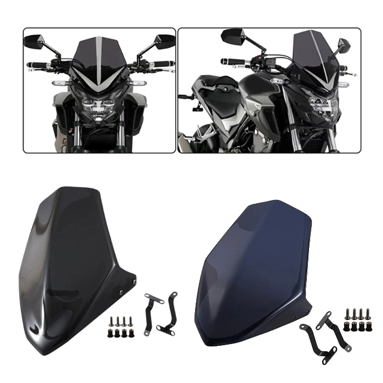 

Motorcycle Windscreen Easy to Install Sturdy Accessory High Reliability Motorbike Wind Deflector for Honda CB400F 2016-2023