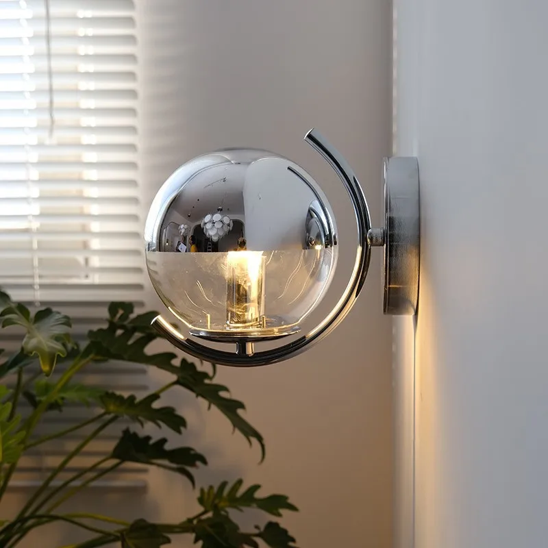 Italian Bauhaus Wall Lamps Silver Glass Bubble Ball Magic Bean Lamp Modern Minimalist Living Room Bedroom Bedside Wall Lights