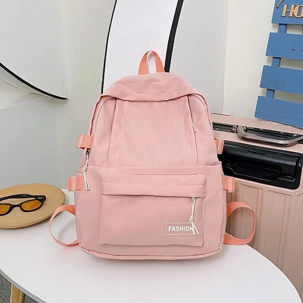 حقيبة مدرسية عصرية بلون سادة، خفيفة الوزن، نمط حلو، حقيبة ظهر بلون سادة، جيوب متعددة، تصميم كاجوال، حقيبة ظهر للطلاب للفتيات #5