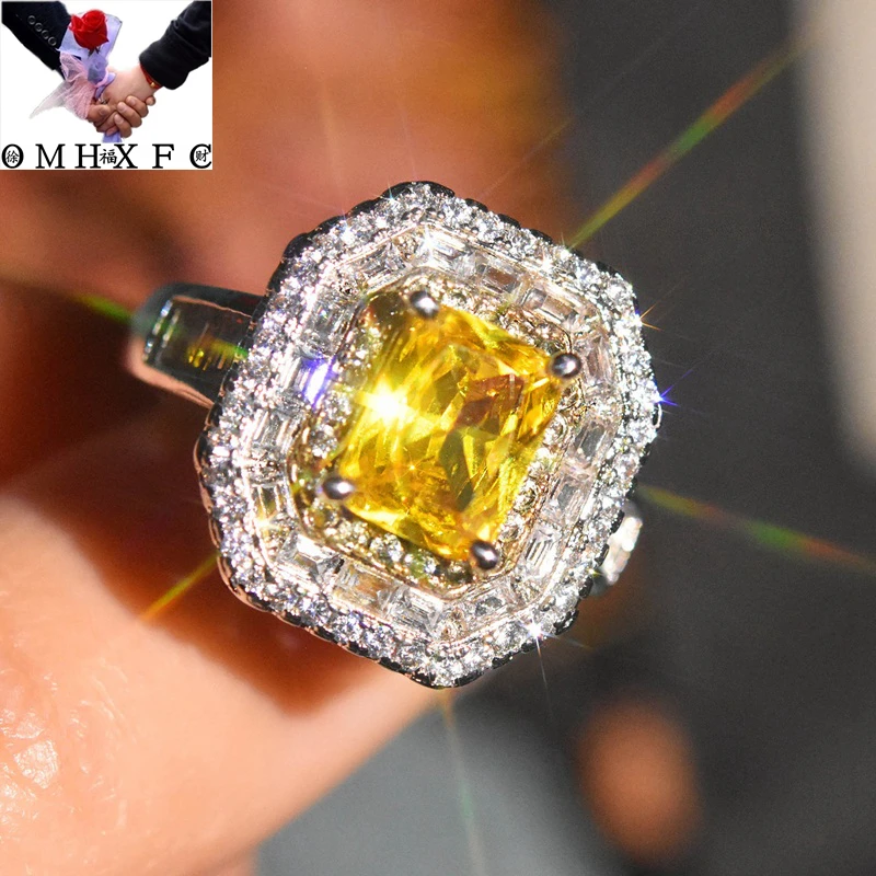 

Wholesale RR2055 European Fashion Hot Woman Girl Bride Party Birthday Wedding Gift Square AAA Zircon 18KT White Gold Ring