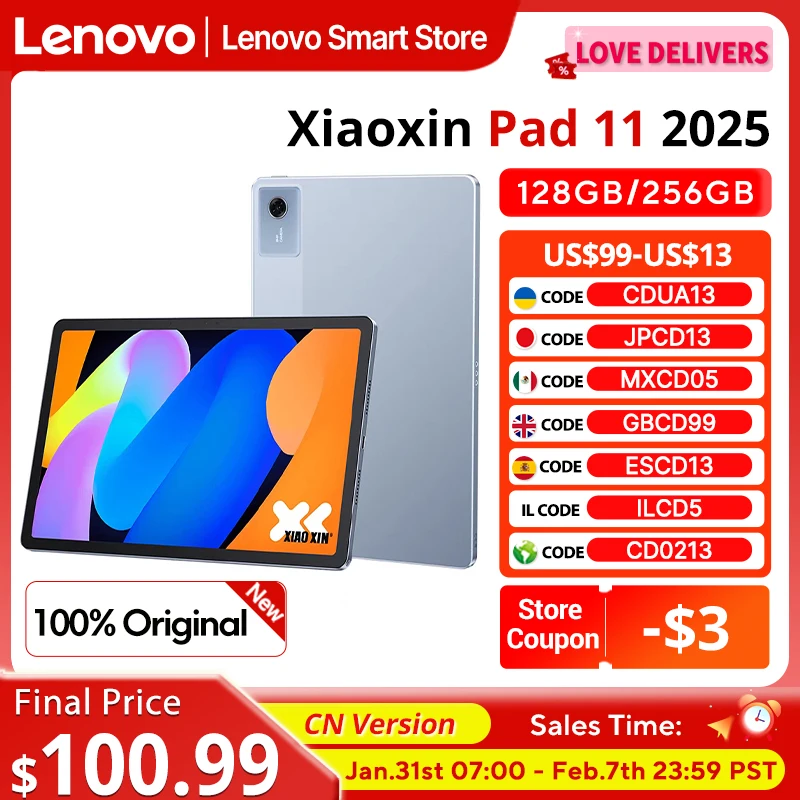 Original Lenovo Xiaoxin Pad 11 2025 Tablet  11" 2.5K Screen MediaTek Dimensity 6300  CN Version7040mAh WIFI Android Tab PC Pad