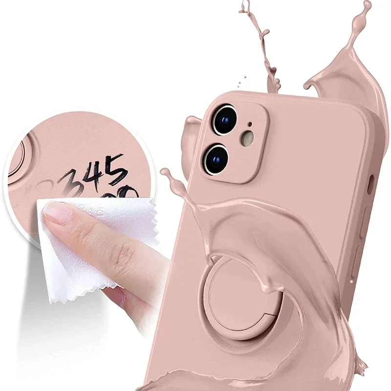 Мягкая жидкая силиконовая подставка для кольца на палец, магнитный держатель-кронштейн для iPhone 14 13 12 11 Pro Mini XR X XS Max 7 8 Plus, чехол для телефона
