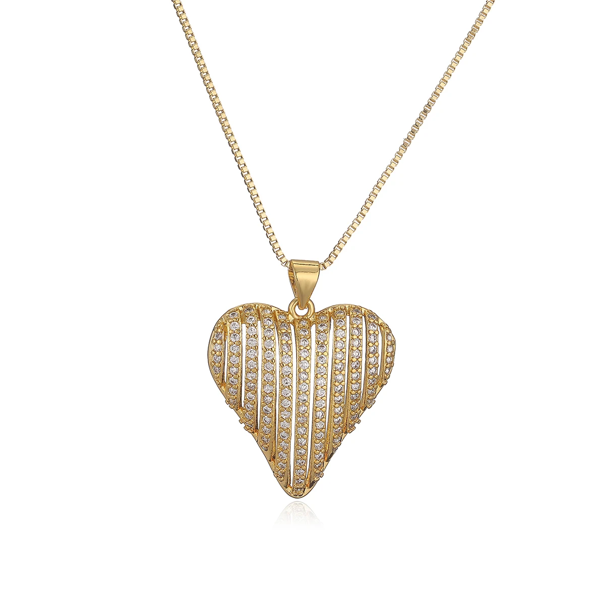 Luxury AAA Cubic Zirconia Inlay Hollow Heart Pendant Necklaces For Women Girl Birthday Gift image 5