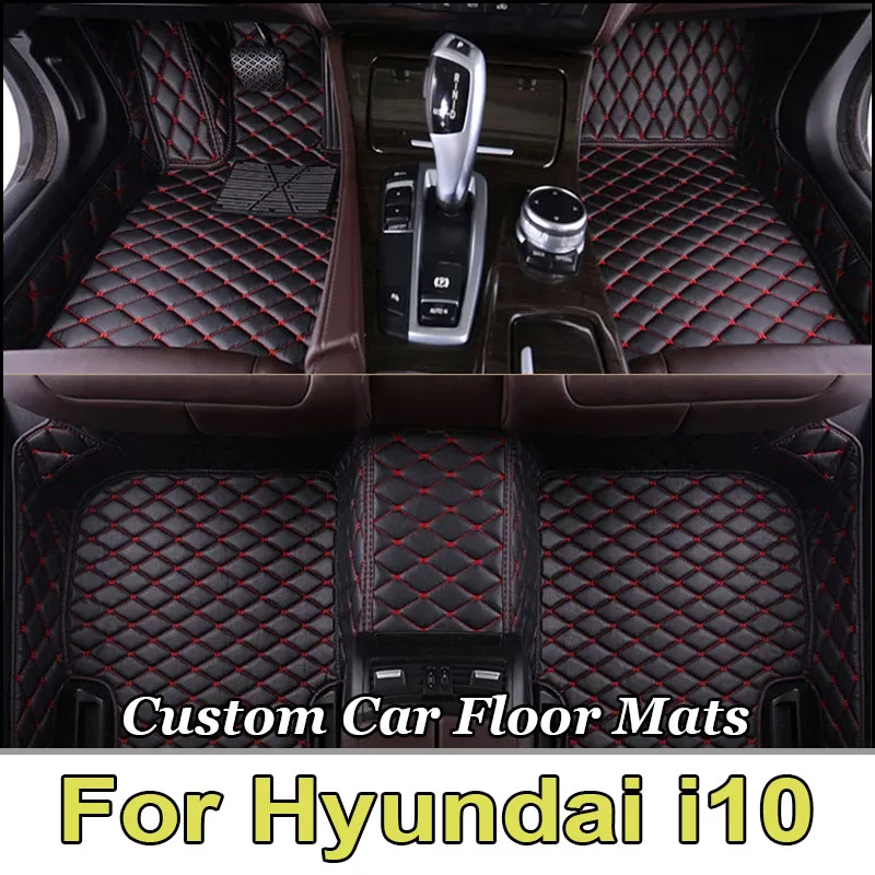 Car Floor Mats For Hyundai i10 BA Gran Metro Taxi Xcent IA 2014~2019 Leather Mat Car Mats Floor Rugs Durable Pad Car Accessories