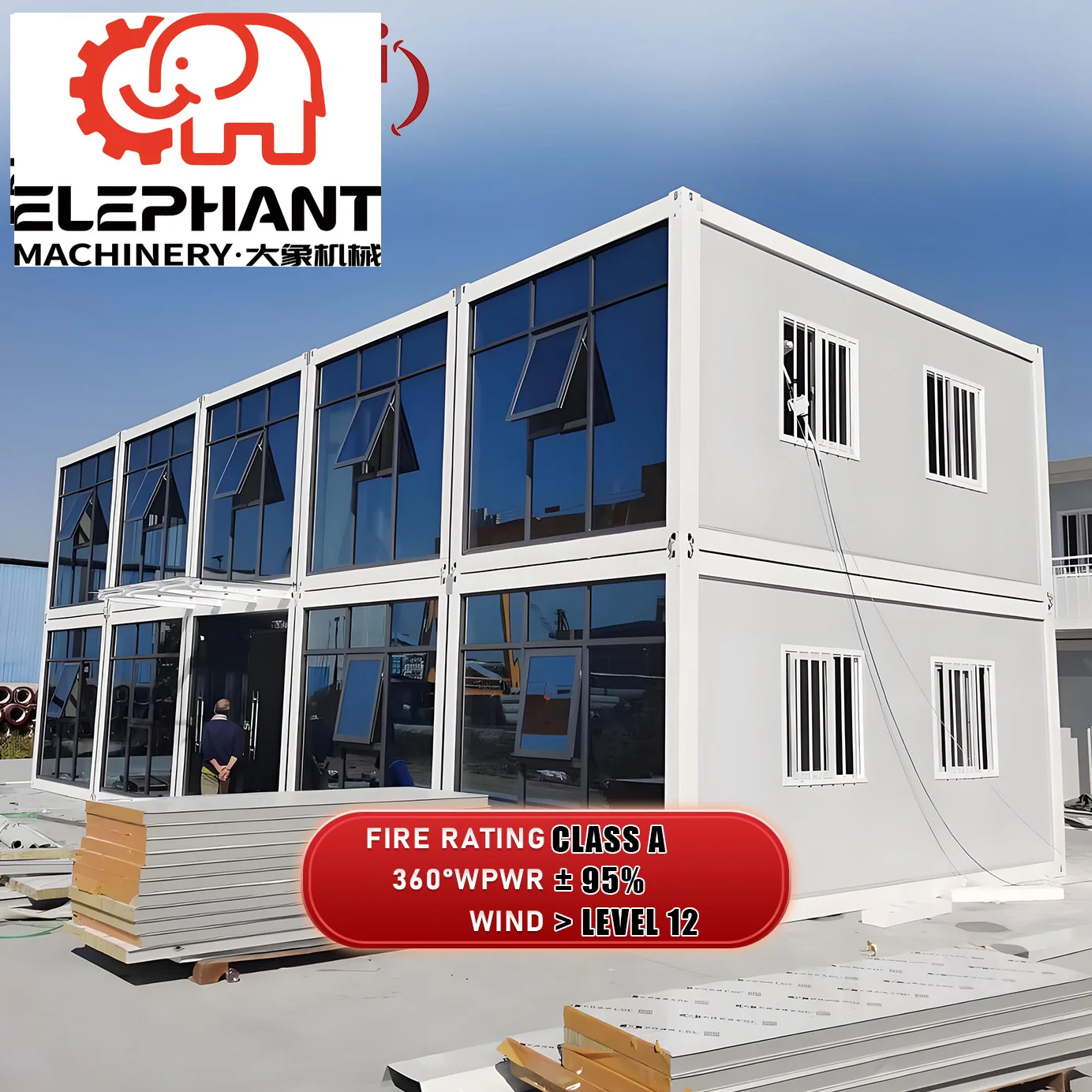 ELEPNANT House Modern Design Flat Pack Container Office Building 3 Bedrooms Outdoor Foldable Eco Friendly Refugee Camp