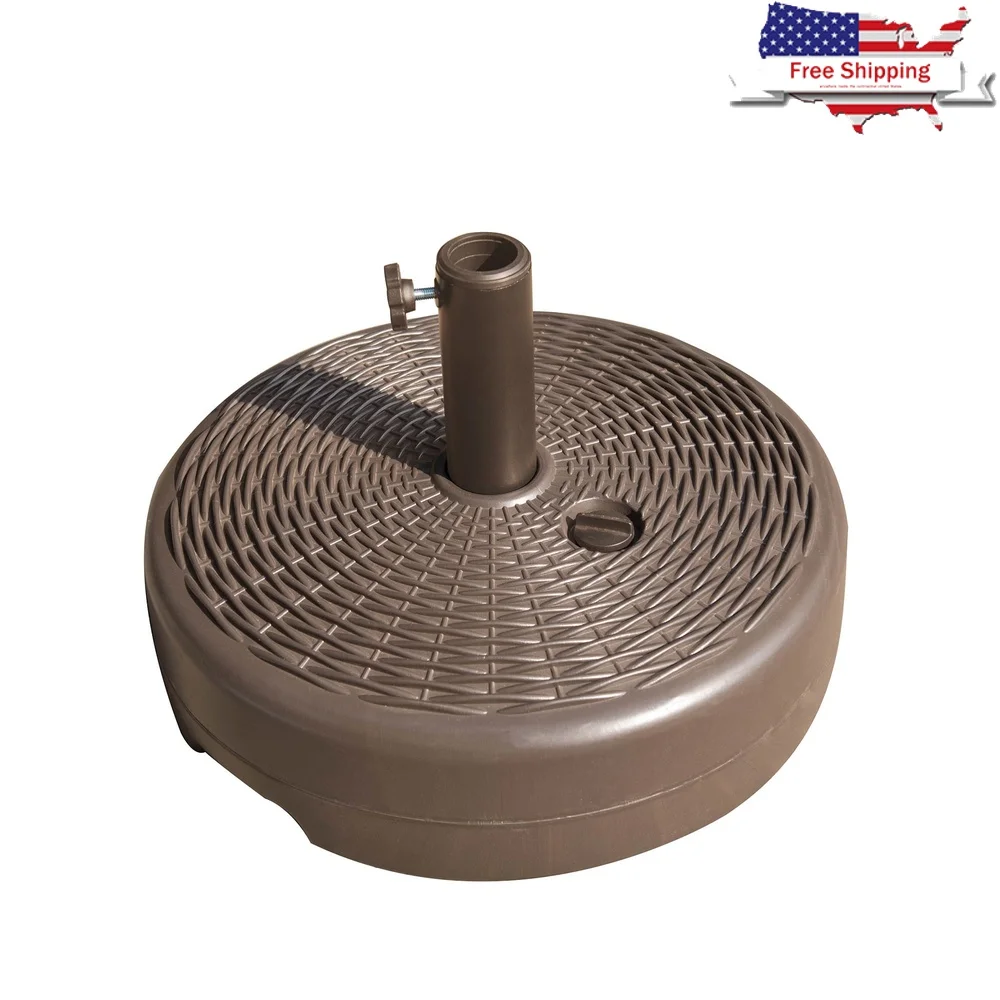 

Durable Fillable Umbrella Base 7.5ft Patio Umbrella with Wicker Design Water Reservoir Stabilizing Support 1.5-1.9in Pole