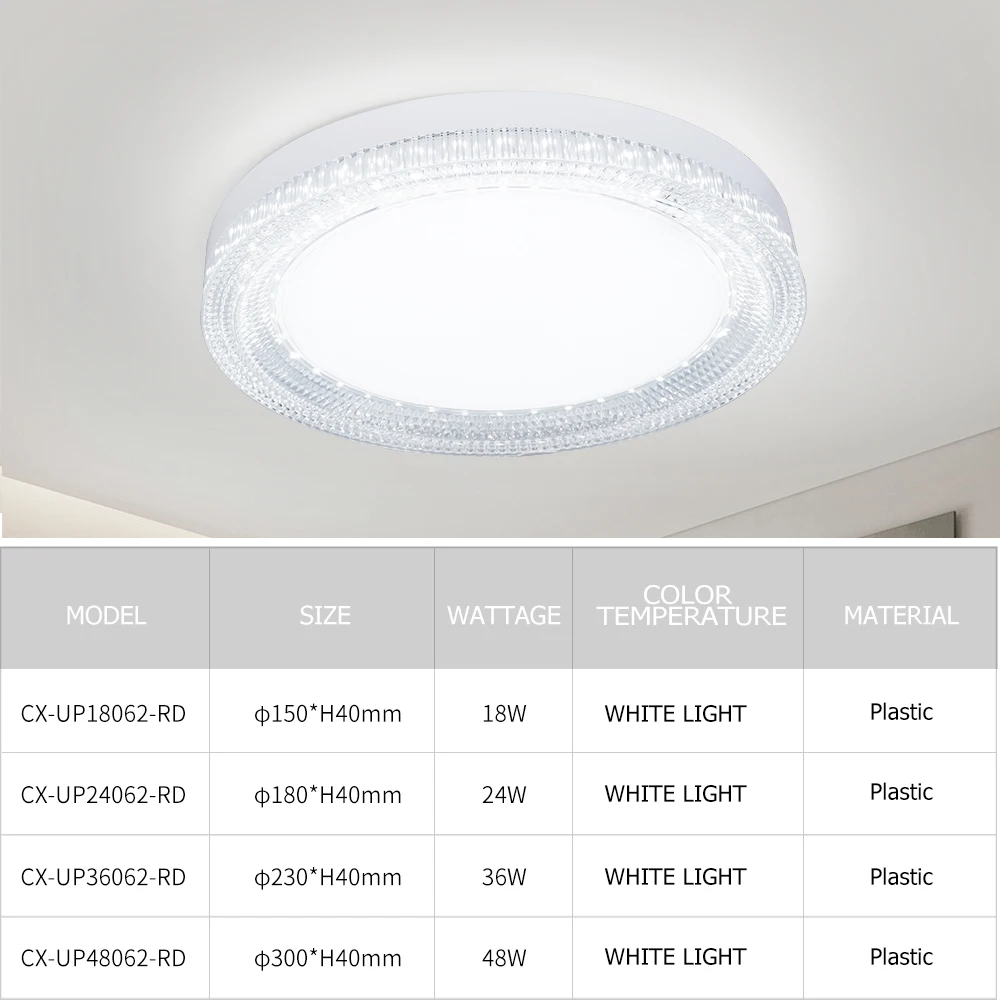 LED Ceiling Lamp Room Decor Indoor Ceiling Light for Kitchen Bedroom Living Room Bathroom Round Crystal ceiling light fixture