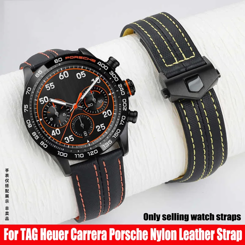 For TAG Heuer Calera Morocco F1 Men's Watch Band CBN2A1M/H Porsche Nylon Leather Watch strap 22mm Yellow Cowhide Canvas Bracelet