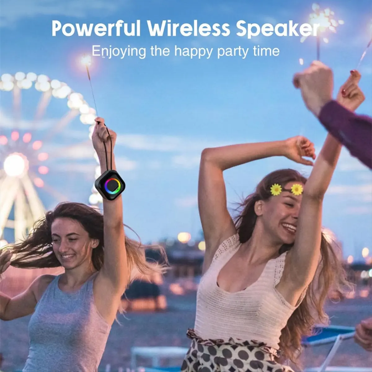 

AABFK Портативный Bluetooth-динамик RGB с цветным светом Водонепроницаемый беспроводной сабвуфер Стерео объемный звук TWS Дорожный динамик