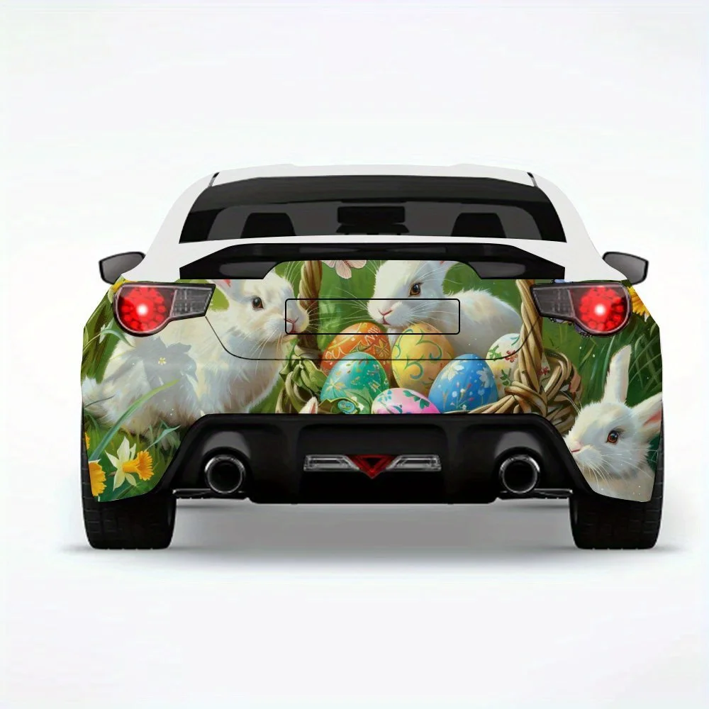 

Easter_Bunnies_&_Eggs Car Sticker-Vinyl Decal for Car Rear, Waterproof Self-Adhesive Vinyl Stickers for Vehicle Tail & Bumper, D