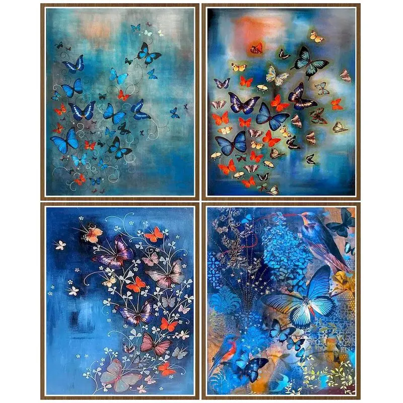 

CHENISTORY Diy Diamond Painting Blue Butterfly Diamond Embroidery Mosaic Animals Paintings For Interior Handicraft Home Decorati