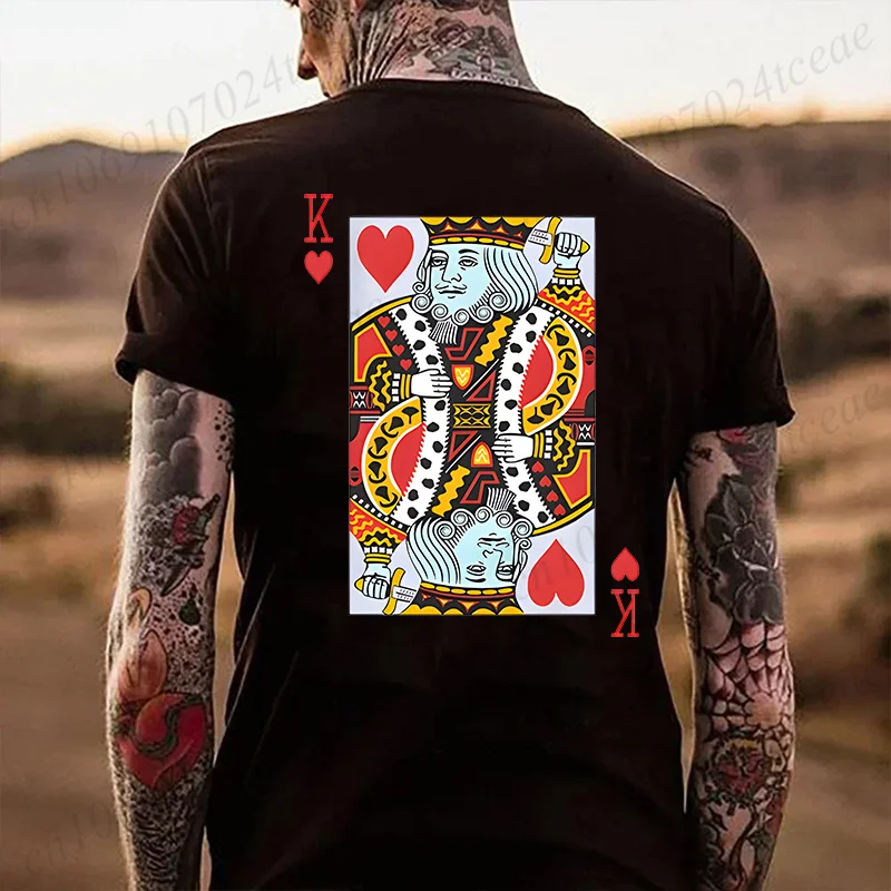 Playing Cards Heart K/Q Graphic Y2k T Shirts Couples Fashion Queen King Tees Boyfriend Girlfriend Tee Loves Harajuku Shirt Gift