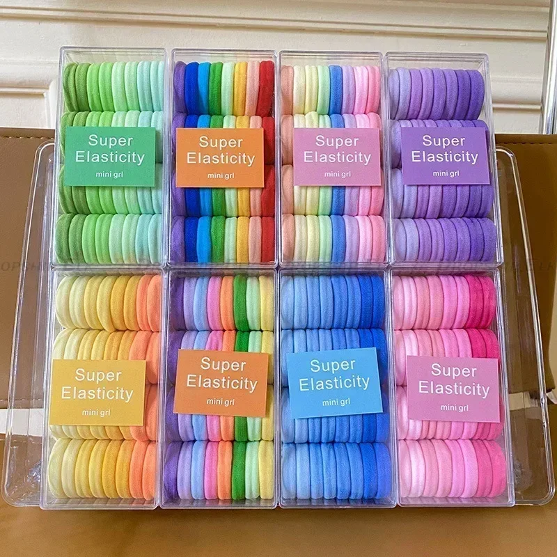 32PCS Colored Hair Circles, No Harm to Hair, High Horsetail Hair Rope, Tie Head Rope, High Elastic Box Set of Rubber Bands.