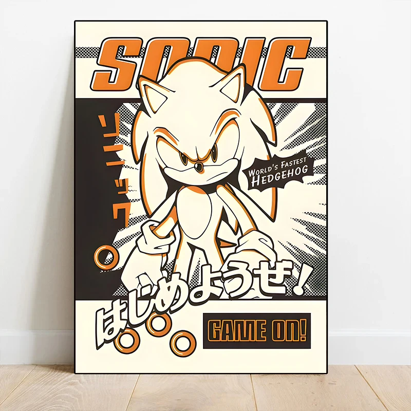 Hot Classic Games S-Sonic H-Hedgehogs Game Character Posters Canvas Printing Modern Wall Art Picture for Gaming Room Home Decor