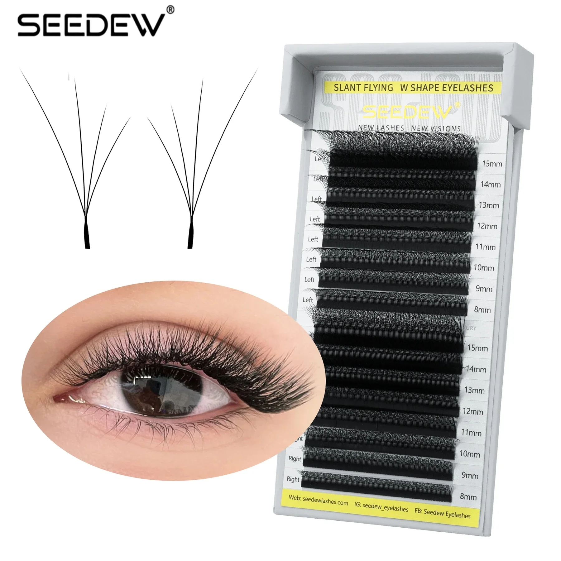 SEEDEW Fox 4D W-shaped Eyelash Extensions Air Serie Soft Natural Volume Soft Lashes Flying 4D Eyelashes