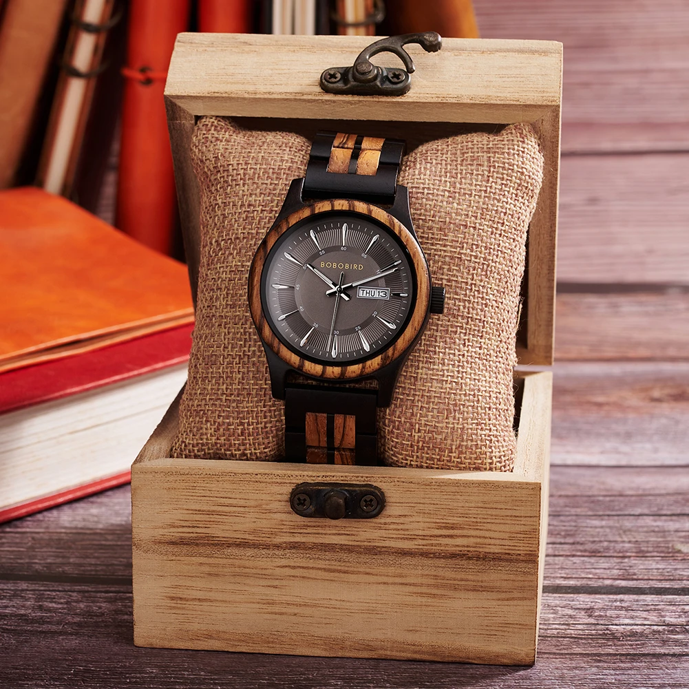 العلامة التجارية المخصصة ساعة خشب رجالية دروبشيبينغ موضة كرونوغراف كوارتز ساعة يد رياضية ساعة بوبو بيرد الجوز الساعات الخشبية