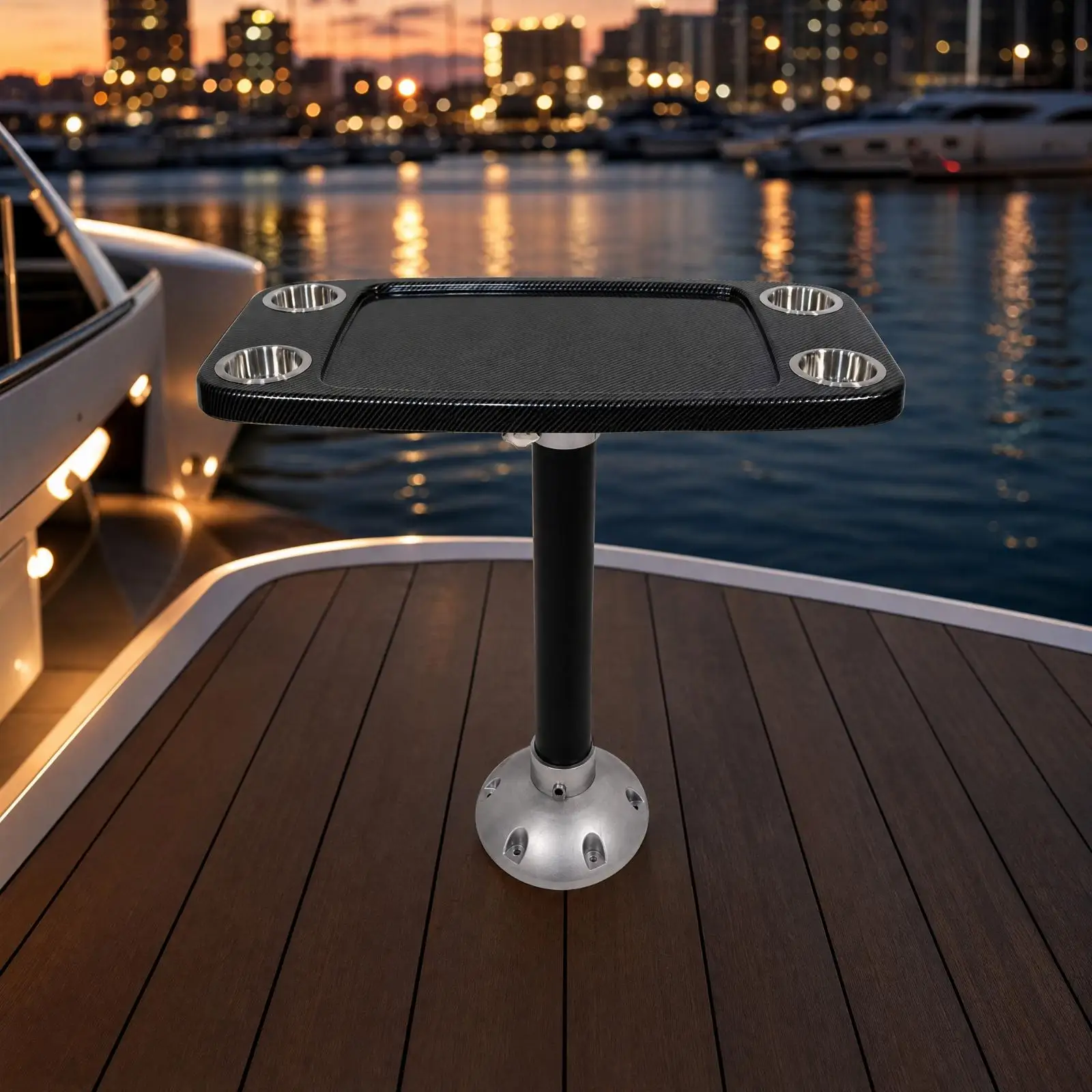 Outdoor Marine Table for RV with ABS Top and Aluminum Support Post for Long Term Use