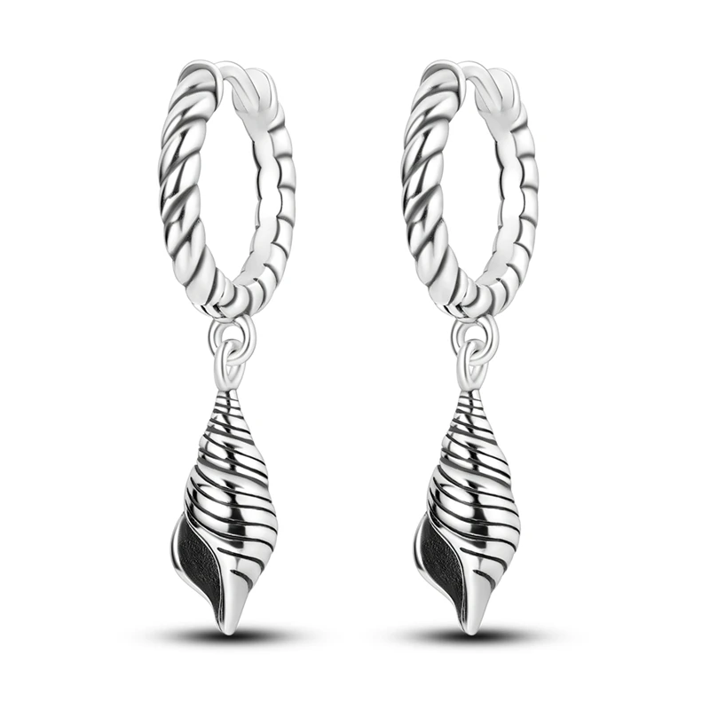 925 Sterling Silver Earrings Women Sparkling Conch Shell Drop Earring For Anniversary Wedding Jewelry Gifts