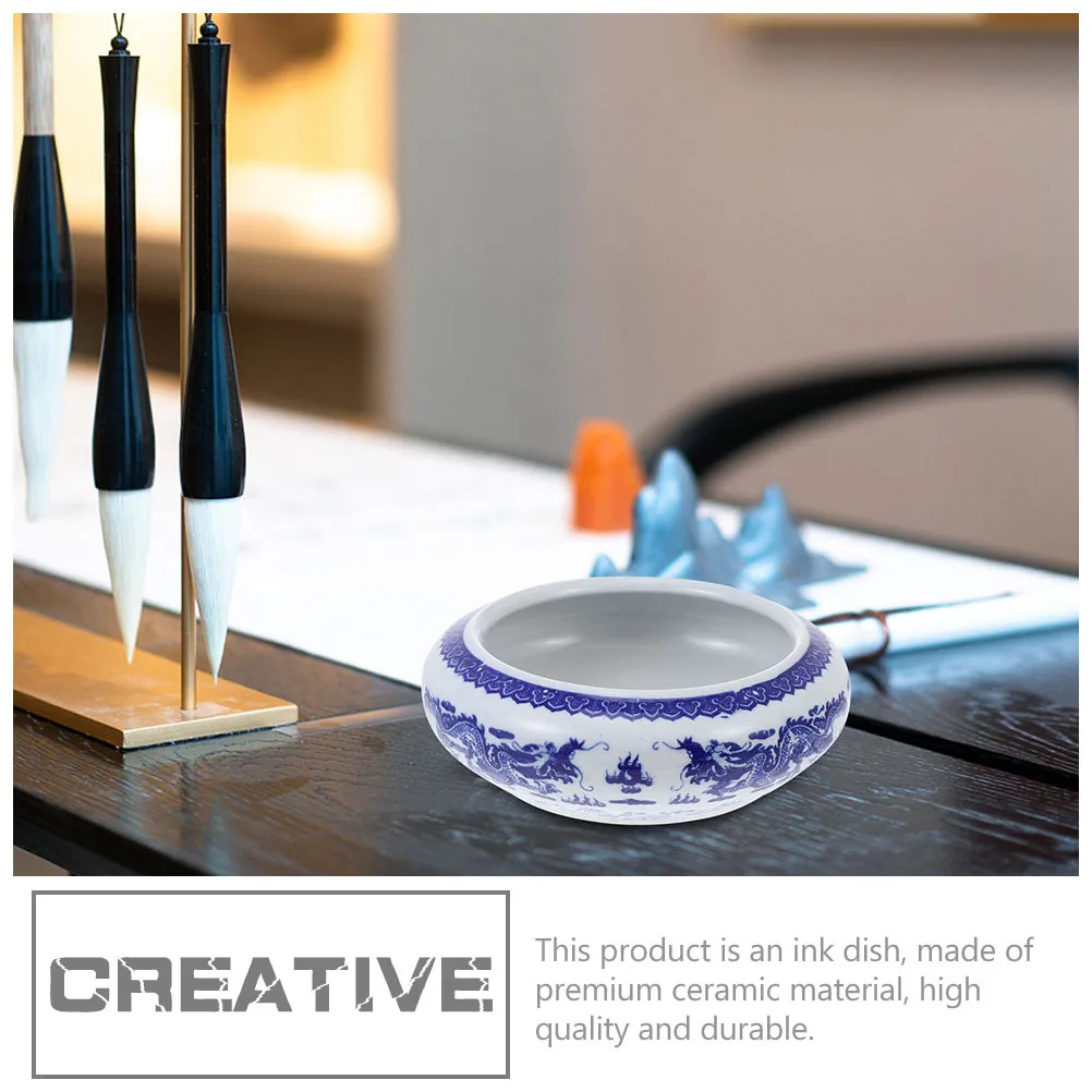 

2Pcs Premium Ceramic Ink Brush Washer Porcelain Ink Well for Calligraphy Lovers Writing Brush Storage Holder Home Office Study