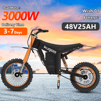 Ready to Ship Kugoo Wish 01 60km/h Mountain E Bike Aluminum Alloy Enduro Hybrid Dirt Bike 12 Inch Off-road Motorcycles