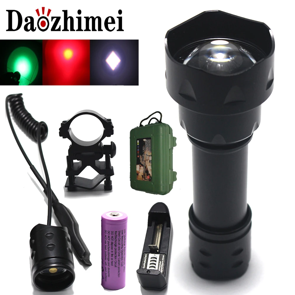 18650 ZOOM rosso/verde/bianco/IR 850nm 5w1-Mode IR Zoom torcia visione notturna torcia a LED zoomabile a infrarossi