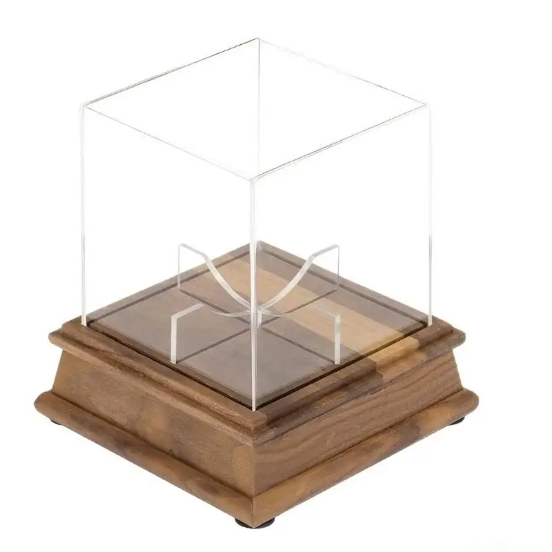 

D46E Elegant Baseball Memorabilia Presentation Case Clear Acrylic Housing Wooden Base Modern Display Solution