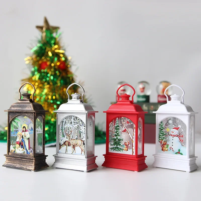 LED Christmas Lantern Tea light Candles - Xmas Tree Ornaments & Santa Claus Elk Lamp