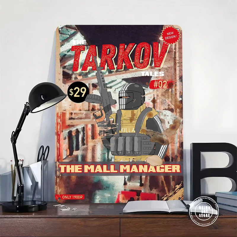 Tarkov Tales Killa V2 Printed Poster Customized Wall Art Retro Vintage Metal Tin Signs for Home Desk Decor Custom Plate House