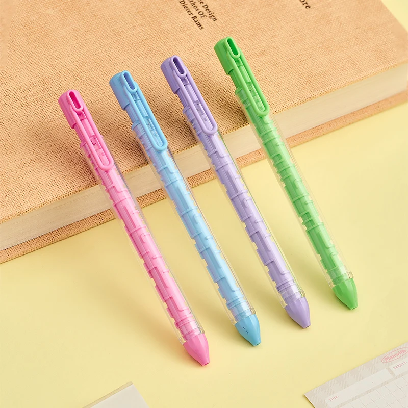 4Pcs Color Retractable Gel Pens 0.5mm Bullet Tip Transparent Barrel Anti-Slip Grip for Student Writing & Office Use