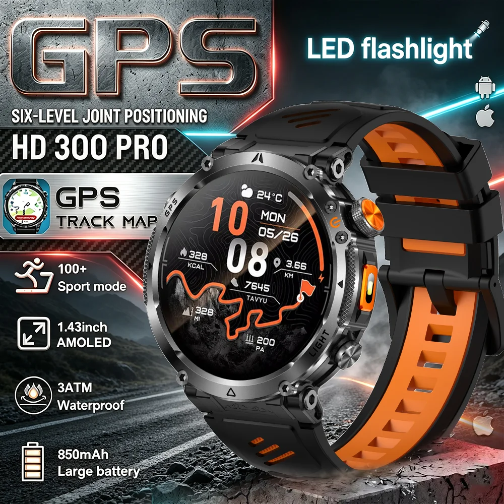 2026 New Military Bluetooth Call Smart Watch Built-in GPS Compass Barometric Altimeter 10ATM Waterproof Sports Smartwatches Men