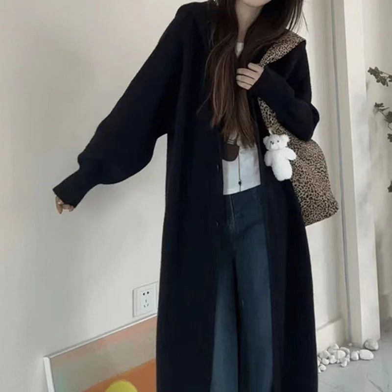 

Mid-Long Cardigans Y2K Womens Spring Comfort Breathable Loose Print Slightly-Tailored Square-Neck Button-Up Nature Feminine Cosy