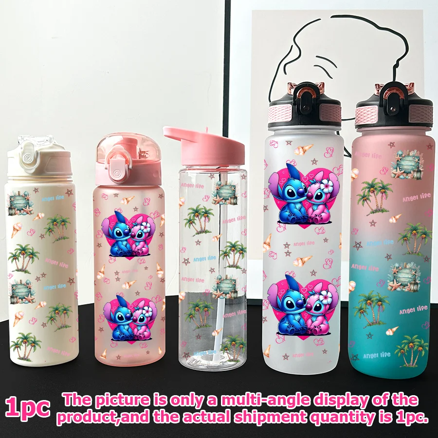 

1Pc Disney,Stitch,Angel Printed 23-32oz Various Plastic Water Bottles Portable Sports Water Cups Birthday Gifts