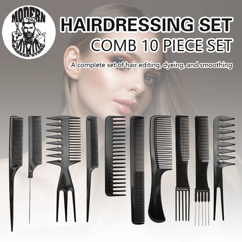 

10Pcs Professional Anti-static Hairdressing Combs Haircut Comb Set Portable Comb Hair Makeup Barber Haircare Stylist Tool Suit