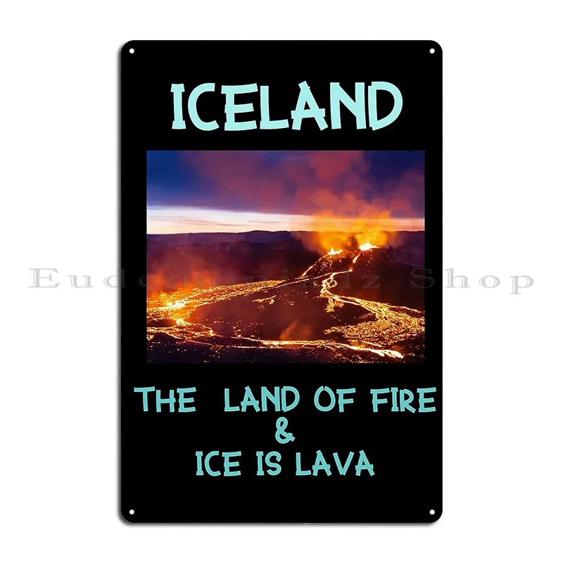 Fagradalsfjall Volcanic Eruption In Iceland Metal Signs Plates Home Pub Customized Classic Tin Sign Poster