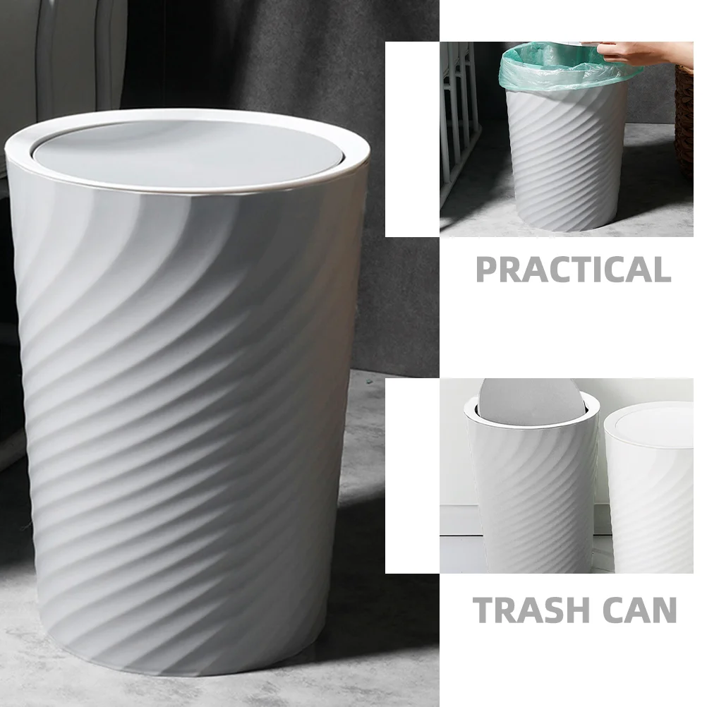 Threaded Trash Cans Office Supply with Lid Thicken Bucket Trash Cans Plastic Swing Waste