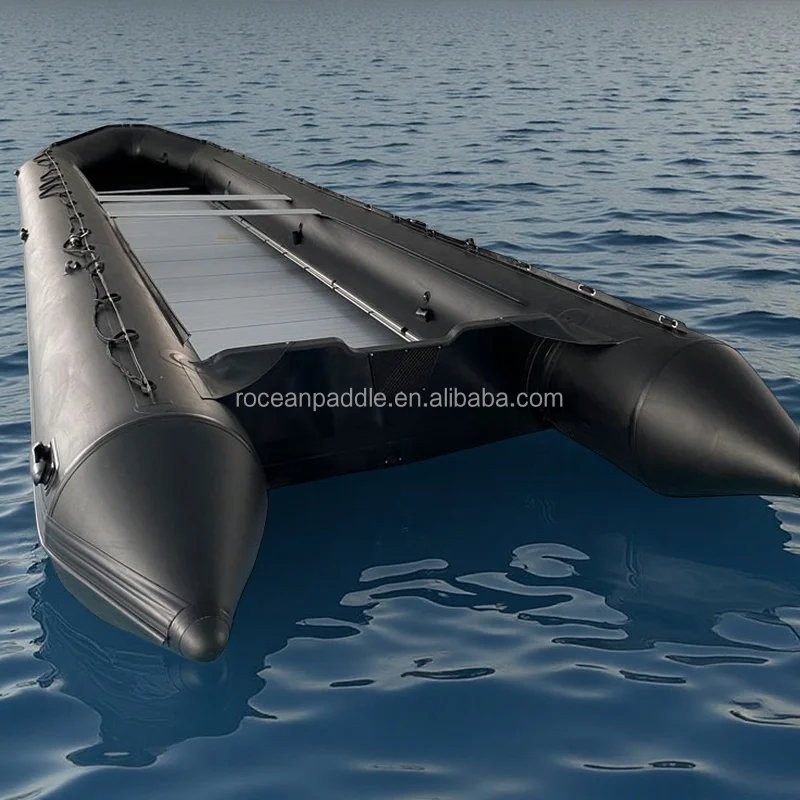 

Factory Low Price 30 40 Person 7m 8m 9m 10m Big Size PVC Black Color Inflatable Boat With Plywood Floor