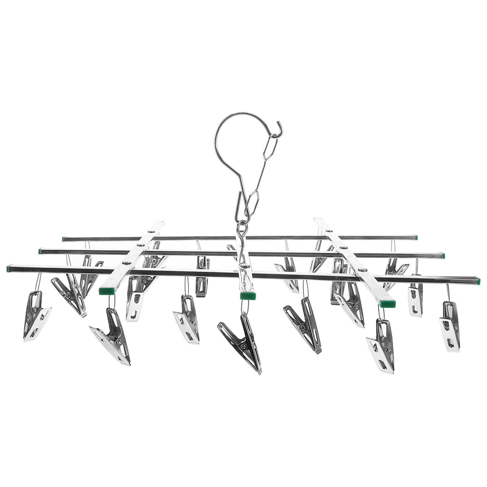 

20 Pegs Round Sock Drying Rack Saver Windproof Clothespin Hook Multi-Functional Laundry Hanger Silver Flat Storage