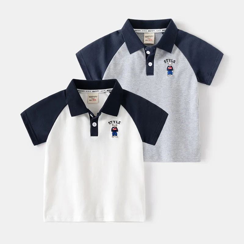 

2024Summer New Boys' Short SleeveTBaby Shirt SleevepoloShirt Fashion Children's Short Sleeve Top Trendy