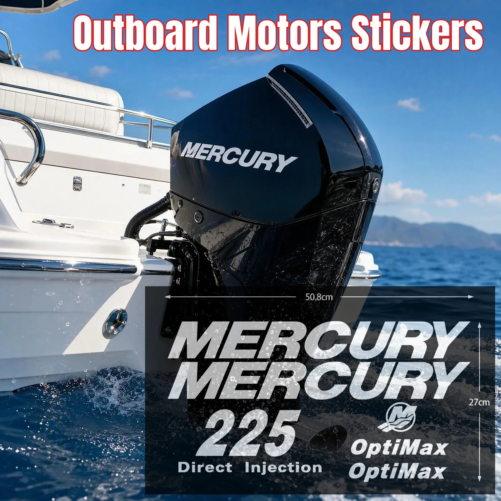 Outboard Motors Stickers Engine Decal Boat Accessories Equipment Decoration for Marine XS Mercury Seapro150R 200R 225 MerCruiser