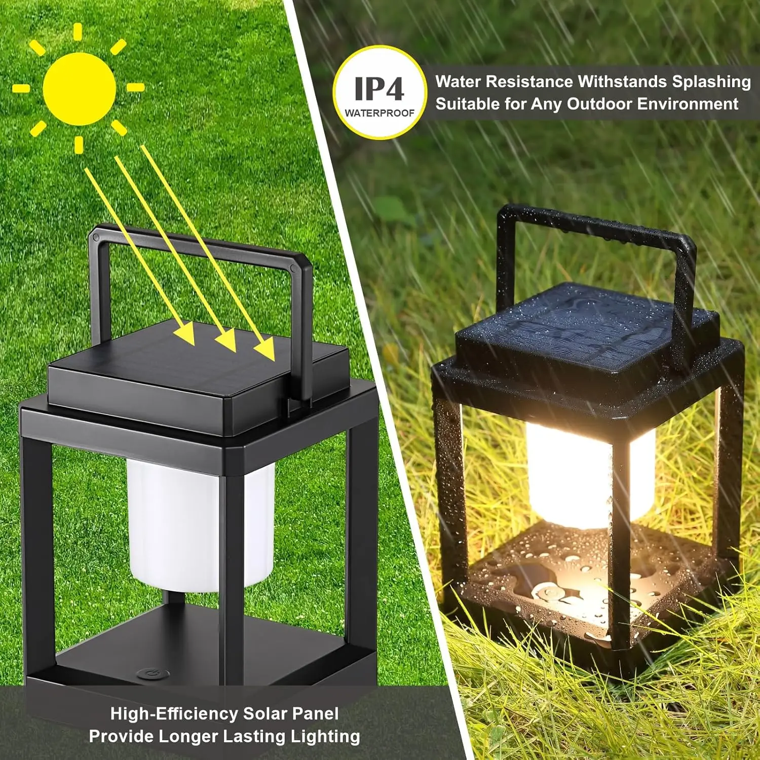 Outdoor Table Lamp Solar Lanterns Light LED Nightstand Lantern Portable Rechargeable Hanging Waterproof Solar Lamp for Patio