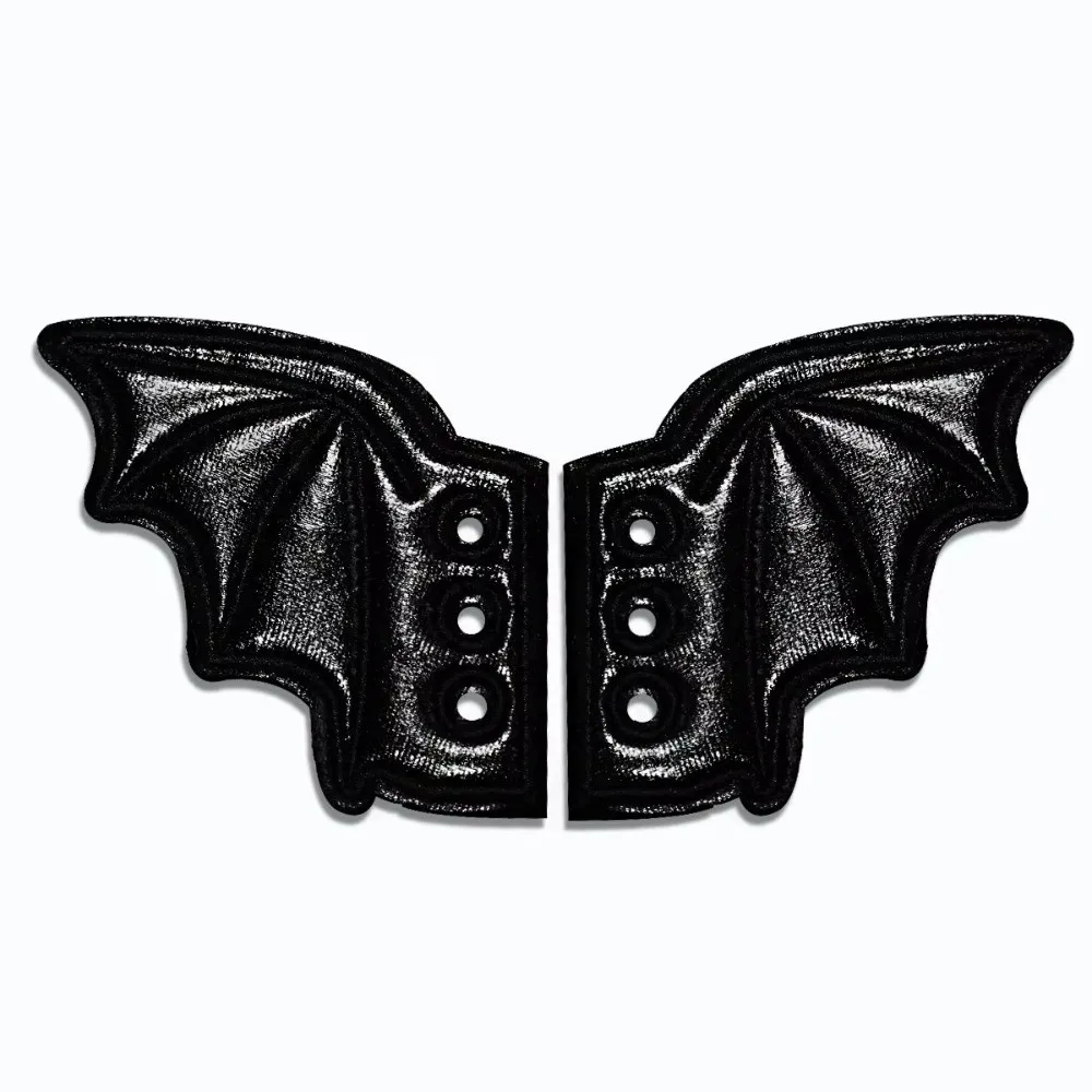 PU Leather Bat Shoe Wings Bat Wings Shape Lightweight Punk Shoe Accessory Lace-Up Design Wear-Resistant