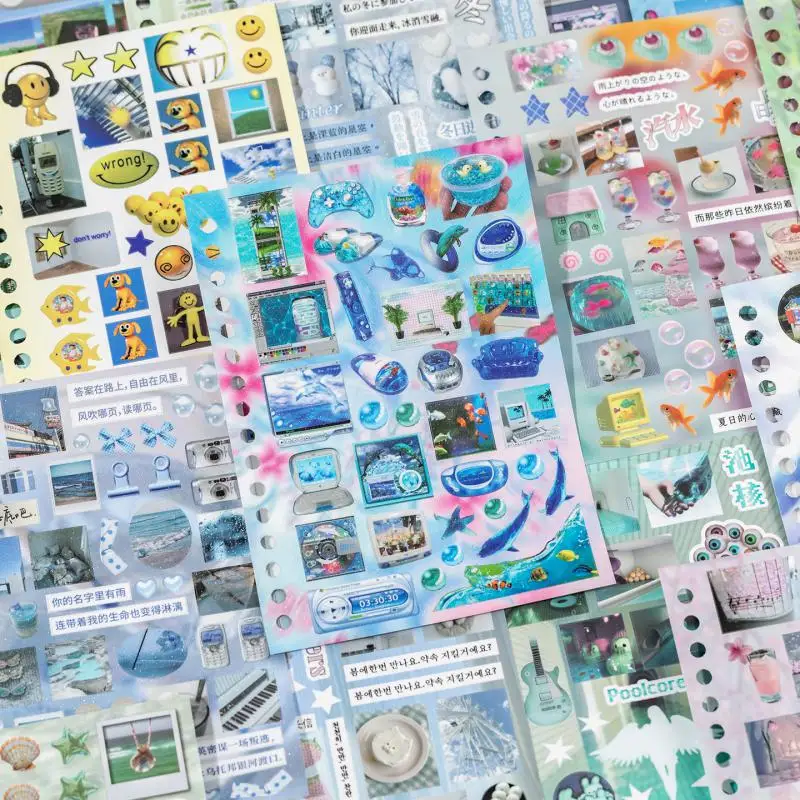 30pcs/set Dream Core Wind-cut Film Coil Sticker Book Handbook Materials Diy Phone Case Decoration Gooka Dairy Album Collage