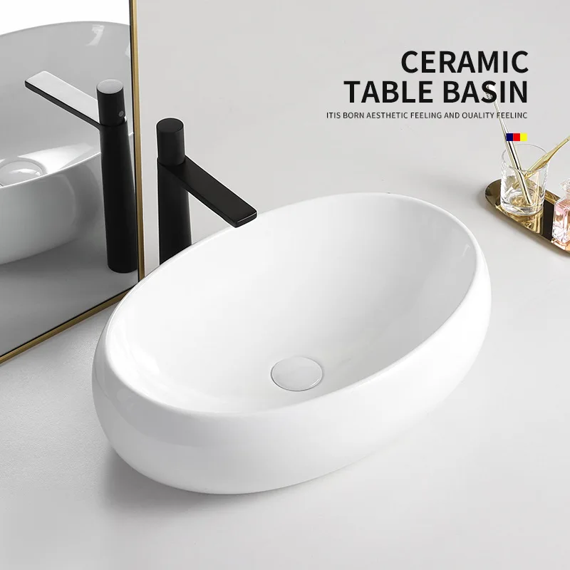 

Modern simple table basin square wash basin balcony ceramic wash basin oval household
