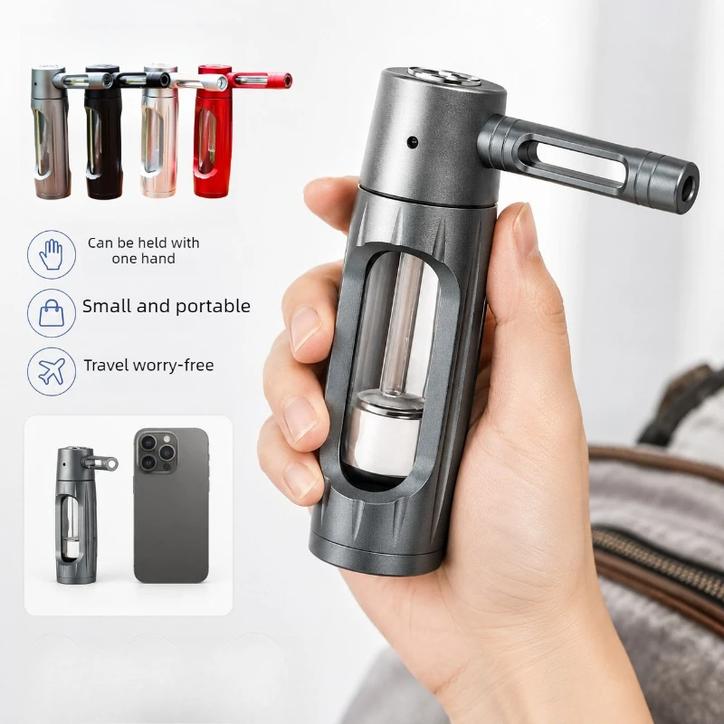 Portable Mini Hookah Shisha for Travel & Outdoor, Aluminum Alloy Water Pipe with Glass Bowl, Dry Burning Smoking Gift for Men