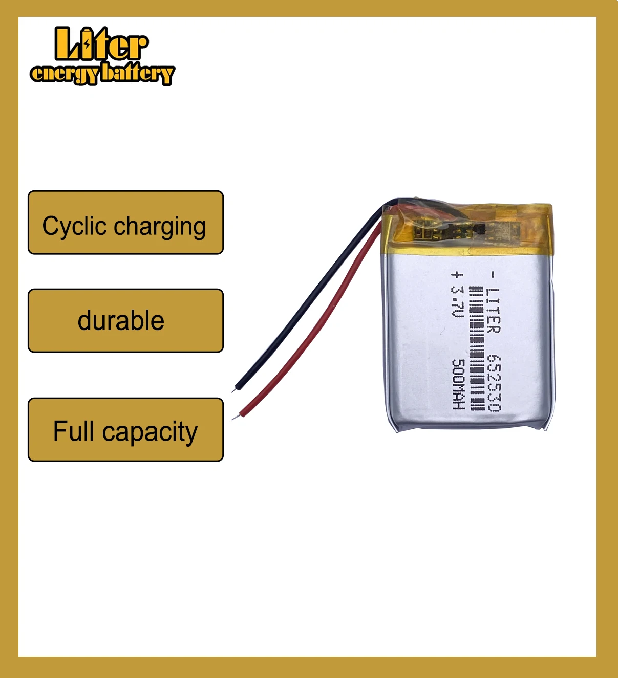 3.7V 652530 500mAh lithium-ion polymer battery quality goods quality of CE FCC ROHS certification authority