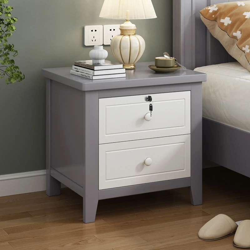 Dareko-mesita de noche de madera maciza con pintura americana para niños y niñas, mesita de noche blanca pura con cajón de almacenamiento para el hogar y el dormitorio