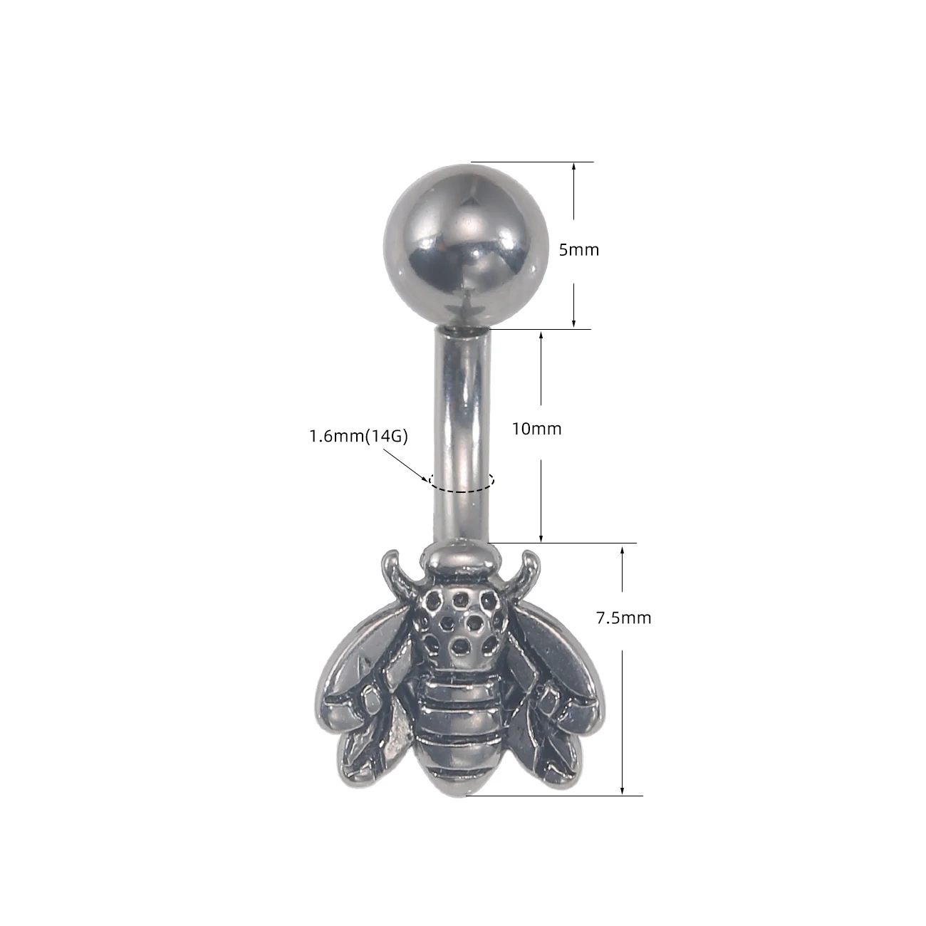 14G النحل البطن زر الدائري الفولاذ المقاوم للصدأ السرة البطن ثقب الجسم مجوهرات